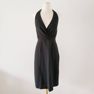 PARALLEL Women's Size 2 Black Halter Plunging Knee Length Sheath Dress Cocktail